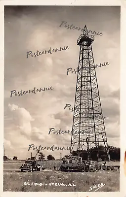 RPPC St Elmo IL Illinois Loudon Oil Field Well Tank Exxon Photo Vtg Postcard B17 • $165