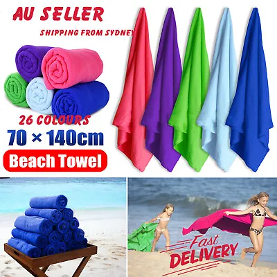 $7.99 • Buy 140cm X 70cm Gym Sport Footy Travel Camping Swimming Beach Bath Microfiber Towel
