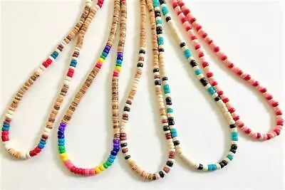 5mm Natural Coco Wood Beads Surfer Necklace 18  Long Men's Teen's Fashion • $9.50