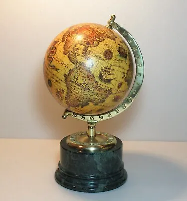 Tabletop Old World GLOBE On Round Green Marble Base • $16.99