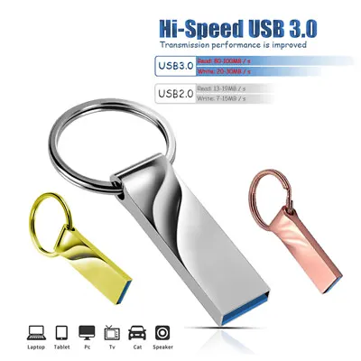 USB Memory Stick USB 3.0/2.0 Flash Drive 64GB 32GB 16GB 8GB Key Ring Pen Drive • £2.87