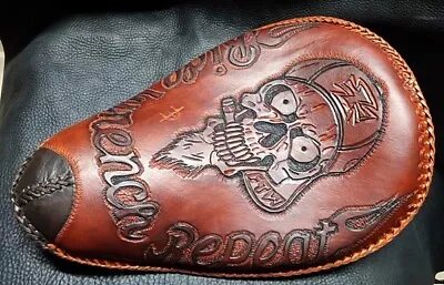 Custom Tooled Leather Chopper Bobber Hardtail Triumph Solo Seat Motorcycle USA • $250