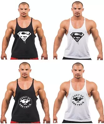 Mens Mma Gym Vest Bodybuilding Muscle Stringer Vest Muscle Gym Vest • £8.23