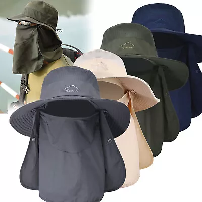 Men Women UV Protection Sun Hats Neck Face Flap Cap Wide Brim Fishing Hiking Hat • $10.79