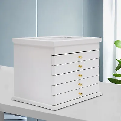 6-Layers Wooden Large Jewelry Box/Jewel Case Cabinet Storage Organizer White • $58