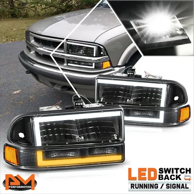 For 98-04 Chevy Blazer/S10 L-Shape LED DRL Switchback Headlights Black/Amber • $119.89