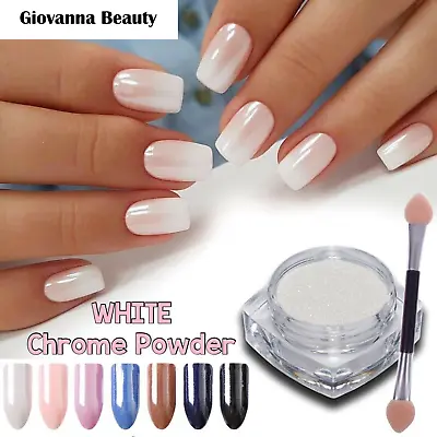 WHITE CHROME POWDER Matte Pigment Pearl Nails Glazed Donut Crystal Shiny Dust • $8.81