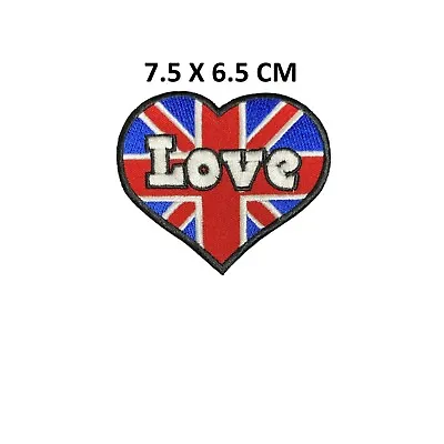 Union Jack Flag Love Heart  Embroidered Iron Sew On Patch Jacket Jeans N-1163 • £1.99