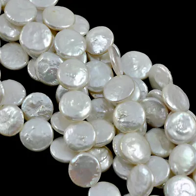 White Coin Flat Disc Freshwater Pearls For Jewellery Making A  • £8.99