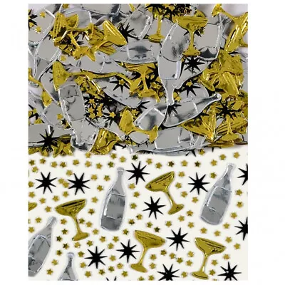 £2.50 • Buy Champagne Bottle Table Confetti Black Gold Silver Celebration Congratulations