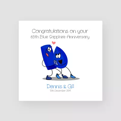 £3.85 • Buy Personalised Handmade 65th Blue Sapphire Wedding Anniversary Card Husband Wife
