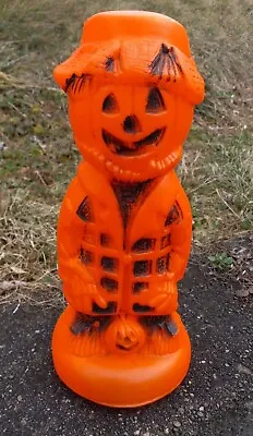 Vintage Halloween Pumpkin Jack O Lantern Scarecrow Blow Mold Light • $60