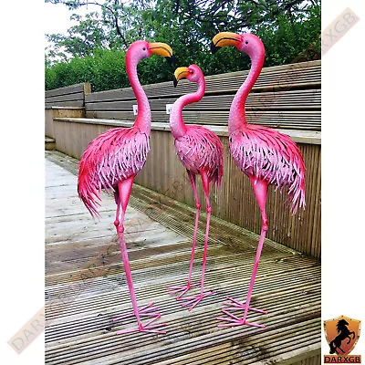 Metal Flamingo Home And Garden Ornament Crafted Indoor Outdoor Statue Sculpture • £39.99