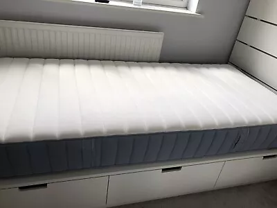IKEA NORDLI White Single Bed Frame And Headboard With Storage And Mattress • £120