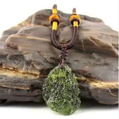 Natural Green Czech Moldavite Meteorite Impact Pendant Necklace Chakra Healing • $11.95