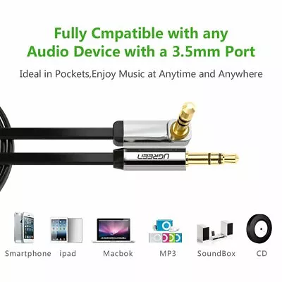 £6.99 • Buy Ugreen 3.5mm Jack Audio Lead Aux Cable 1.5m 90 Degree Right Angle For IPhone MP4