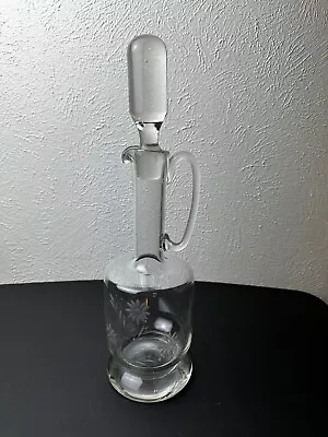 Vintage Floral Etched Crystal Wine Whiskey Carafe W Stopper Anniversary F11 • $30.97