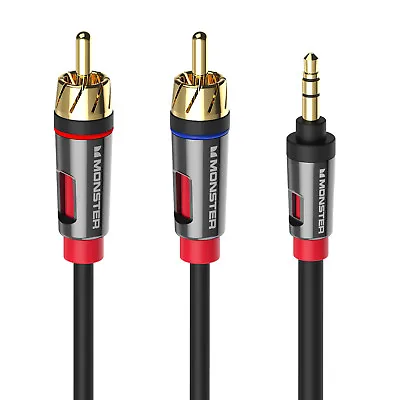 Monster 6-FT 1.82M MINI TO RCA AUDIO CABLE 3.5mm Phone Tablet Speaker TV PC HQ • $16.98