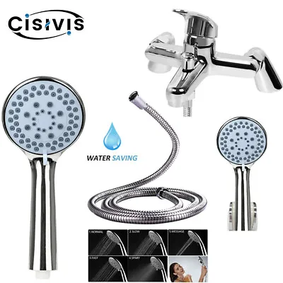 Luxury Sink Bath Mix Tap Shower Mixer Taps With Hand Held Hose Set For Bathroom • £19.99