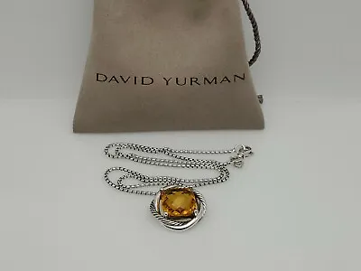 David Yurman 925 Silver Infinity Pendant 14mm Citrine Necklace 17 In Chain • $200