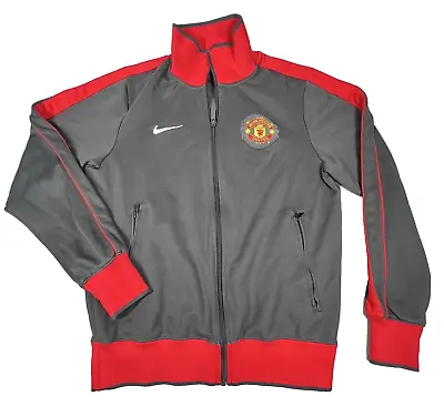 Nike Manchester United FC Track Jacket Small Stretch Gray & Red Full Zip • $24.65