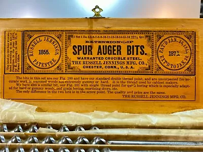 Antique Russell Jennings Spur Auger Bit Set In 3 Tier Oak Case Ca. Early 1900’s • $199.99