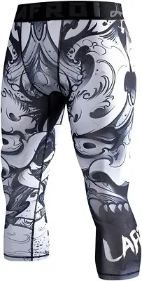 LAFROI Men's Compression Fit 3/4 Tights Leggings Hannya XXL (2 Pack) • £18.95