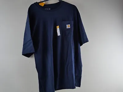 CARHARTT Men's XL Loose Fit Heavyweight Navy Blue Cotton Pocket T-Shirt NEW • $14.99