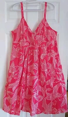 M&s - Strappy Sun Dress - Red & White - Shirred Back Panel - Size 22 - Nwot • £6.99