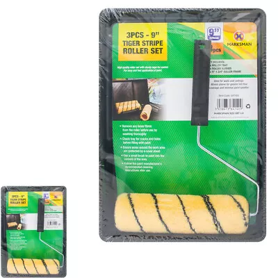 3 Pack 9 Inch Tiger Stripe Roller Set Painting Decorating Tool Diy Sleeves Paint • £3.99