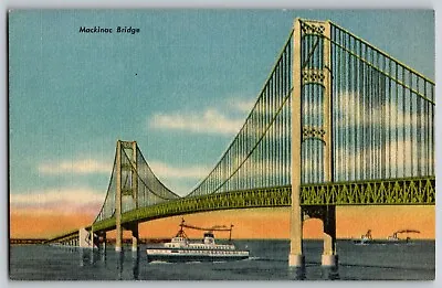 Mackinac Bridge The Longest Type In The World - Vintage Postcard - Unposted • $4.59