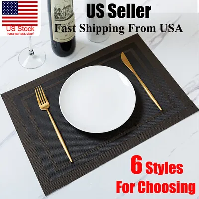 Set Of 4 PVC Placemats Non-Slip Washable Cloth Dining Table Place Mats Kitchen • $10.95