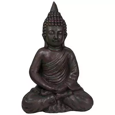 17.5  Dark Brown Meditating Buddha Outdoor Garden Statue • $30.59