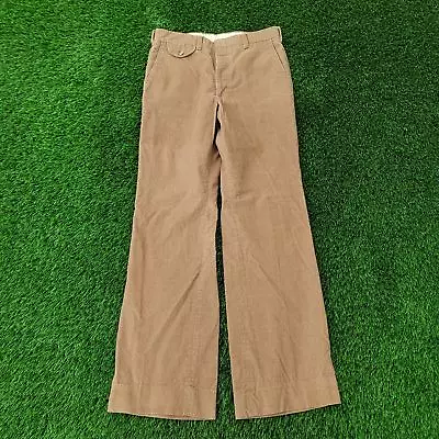 Vintage 70s LEVIS Panatela Bootcut Flared Corduroy Pants 32x33 Khaki Brown Disco • $101.10