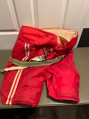 Vintage Cooper Straps Ice Hockey Pants L Large Red White Stripe • $39.89