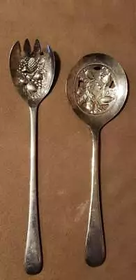 EPNS SHEFFIELD SERVING SPOON SET Made In England VINTAGE ORNATE EMBOSSED • $12.99