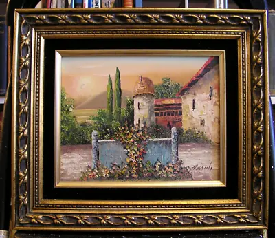 Oil Painting Landscape Art Mediterranean Rural Italian Villa And Gardens Rossina • $146.99
