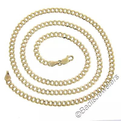 Italian Men's 14k Yellow Gold 4.6mm Long 24  Cuban Curb Link Chain Necklace • $1399.20