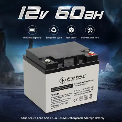 AGM Sealed Lead-Acid Deep Cycle Rechargeable Battery UPS Solar Alarm 12V 60AH • $119