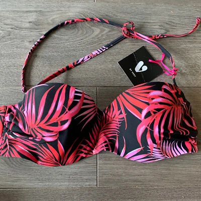 £4.99 • Buy BNWT Women’s Black Floral Underwired Bandeau Halter-neck  Bikini Top UK Size 38B