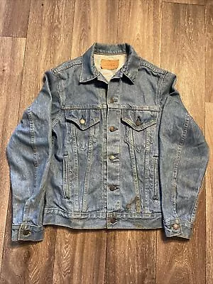 Vintage Levi's Jeans Trucker Denim Jacket Distressed Size 36r Small • $44.99