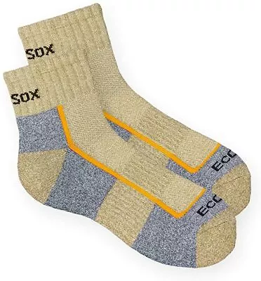 3 Pair Bamboo ECOSOX Light Weight Hiking Quarter Socks  Khaki/Grey  3 Sizes Avai • $34.60