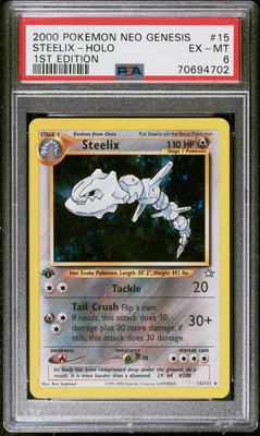 $1 • Buy Psa 6 - 2000 Pokemon Neo Genesis 1st Edition 15 Steelix - Holo