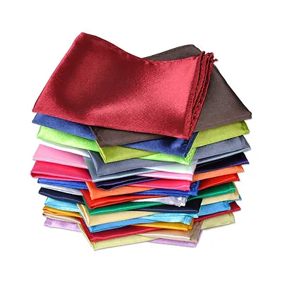 26pcs Men Silk Handkerchief Pocket Square Plain Solid Color For Wedding Party • £15.52