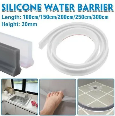 100-300CM Rubber Silicone Shower Barrier Water Stopper Bathroom Waterproof Strip • $12