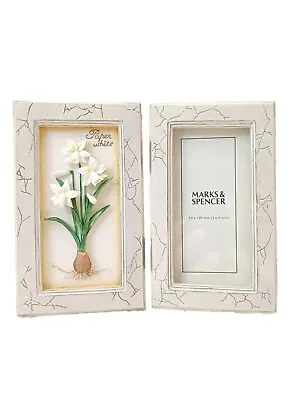 M & S Photo Frame White Daffodil 3D Folding Resin Photo Frame Freestanding. • £9.95