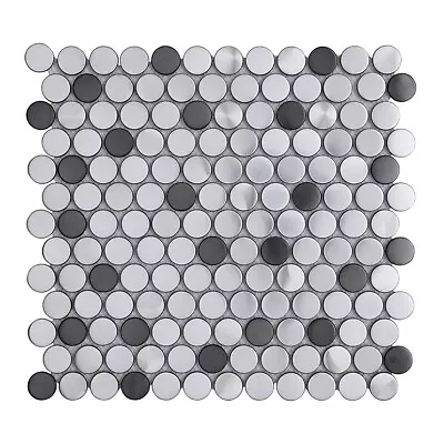 5Pcs Penny Round Stainless Steel Backsplash Tile Brushed Metal Mosaic Wall Tile • $79