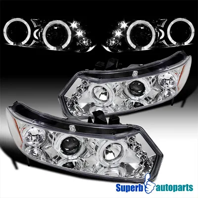 Fits 2006-2011 Honda Civic 2Dr Coupe LED Dual Halo Projector Headlights Pair • $158.98