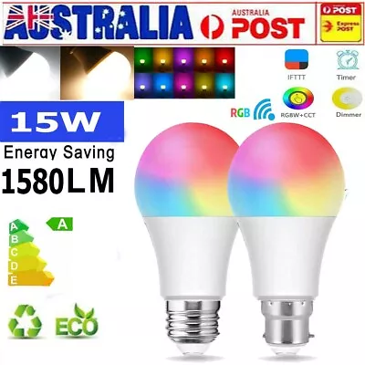 $23.74 • Buy E27 RGB RGBW Warm LED Light Bulb WiFi Smart Globe Lamp 15W For Alexa Google Home