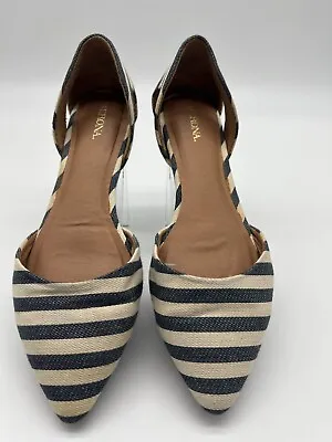 Merona Point Toe Blue And White Stripe Flats (Excellent Condition) • $25